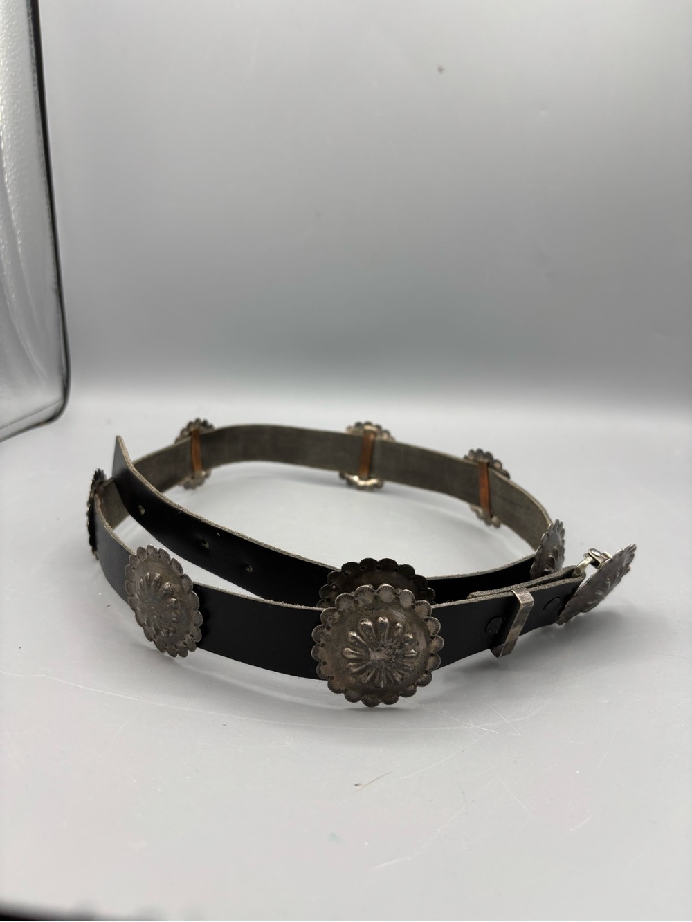 Navajo Handmade Concho Belt on a leather strap
